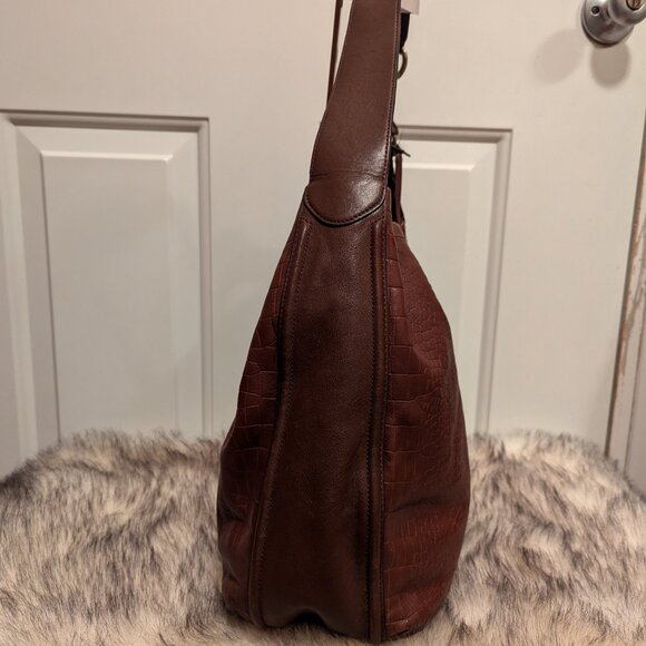 Coach F26122 Avery Brown Croc Hobo Croc Embossed Brown Leather - Picture 4 of 9